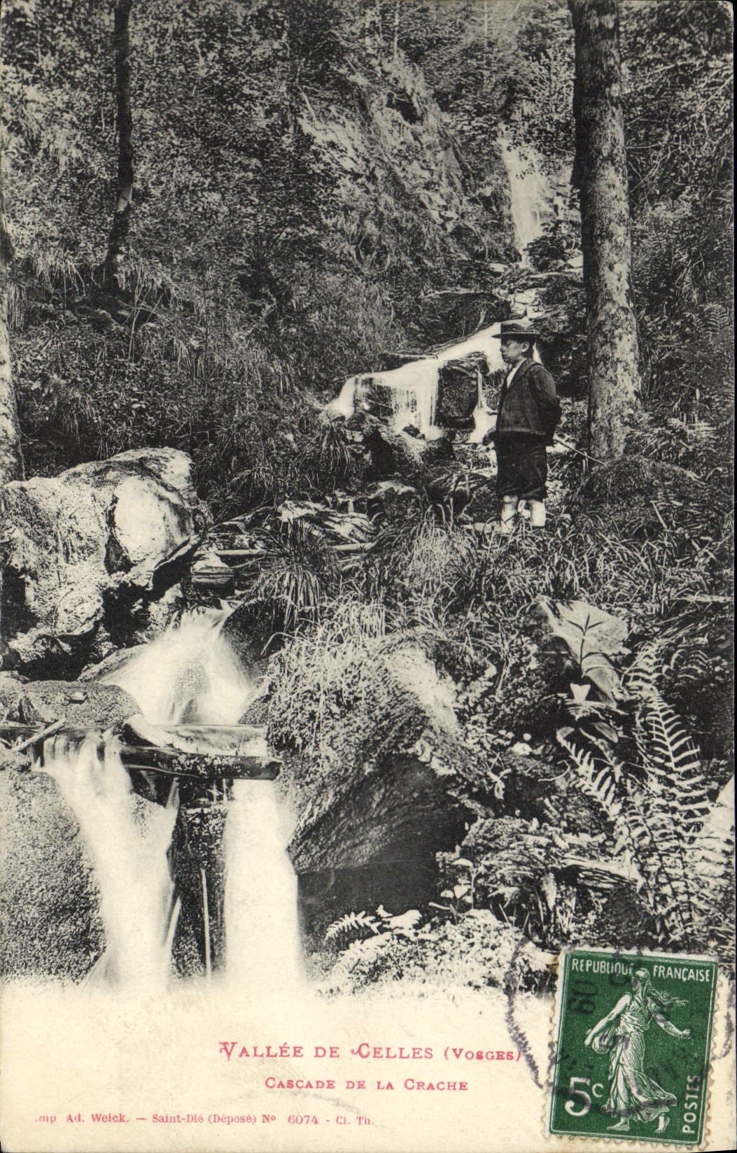 Vallée de Celles (Vosges) — Cascade de la Crache — Ad. Welck, Saint-Dié, N° 6074 - Cl. Th.