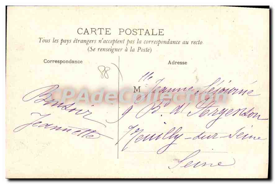 CPA Epinal Cercle des Officiers et rue Gambette  — Rückseite