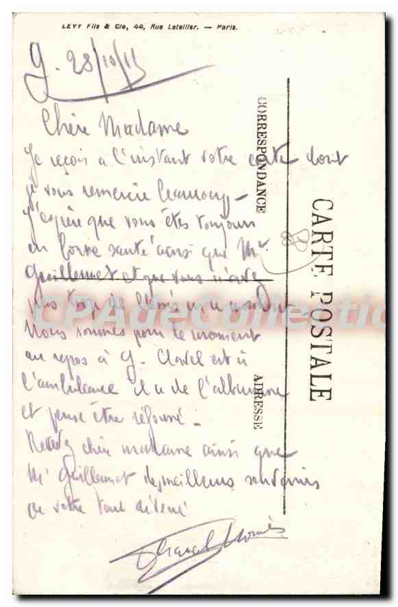 Gérardmer — Les Villas des Xettes — Hôtel de la Jamagne — Visé Paris n°10 — Verso