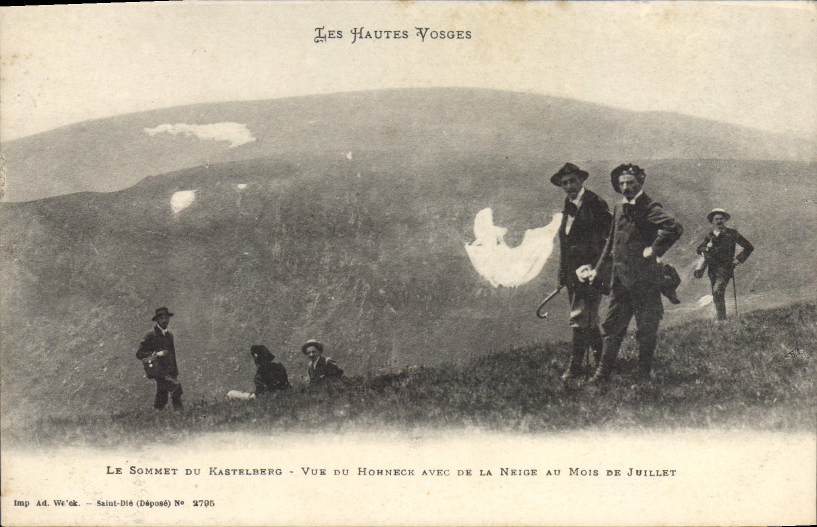 Die Hochvogesen — Der Gipfel des Kastelberg — Ansicht des Hohneck mit Schnee im Juli — Imp. Ad. We'ck, Saint-Dié, Nr. 2795
