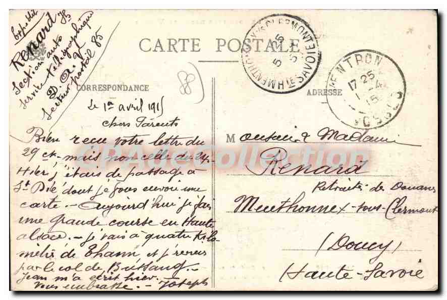 CPA La Guerre de 1914 1915 dans les Vosges  — Rückseite