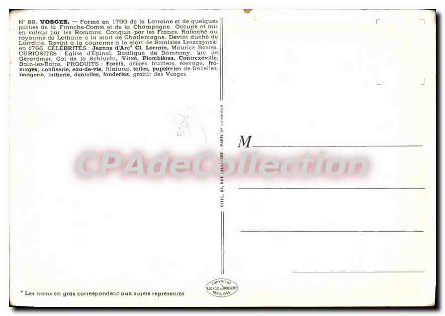 CPSM Vosges Neufchateau Mirecourt Epinal Remiremont  — Rückseite