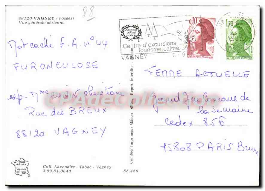 CPSM Vagney Vosges Vue generale Aerienne  — Rückseite