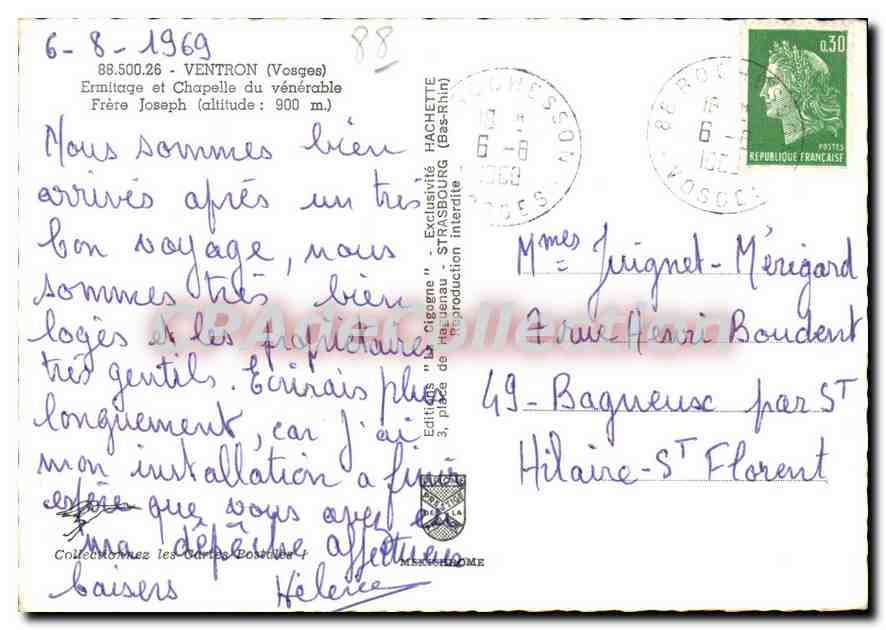 CPSM Ventron Vosges Ermitage et Chapelle du venerable  — Rückseite