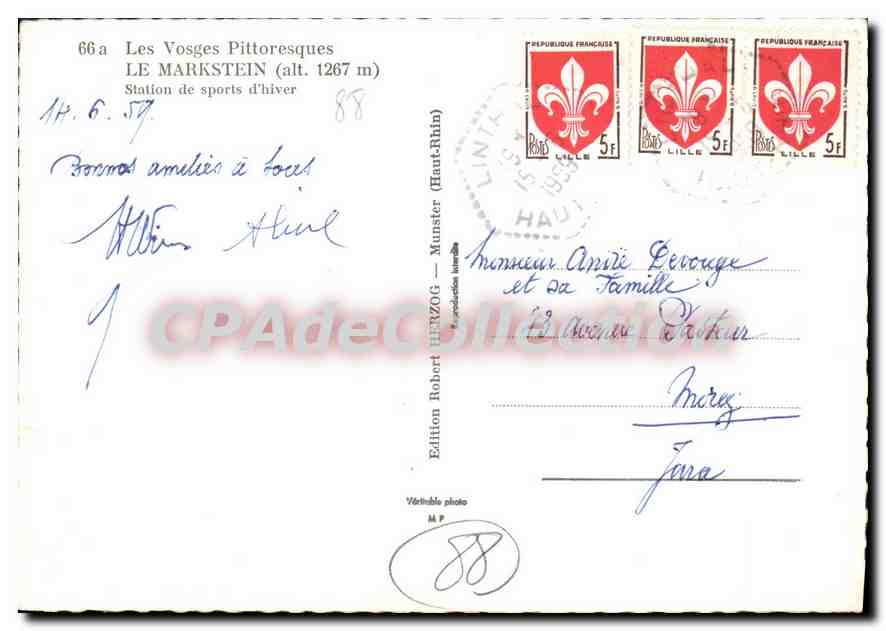 CPSM Les Voges Pittoresques Le Markstein Station de sports d'hiver  — Rückseite