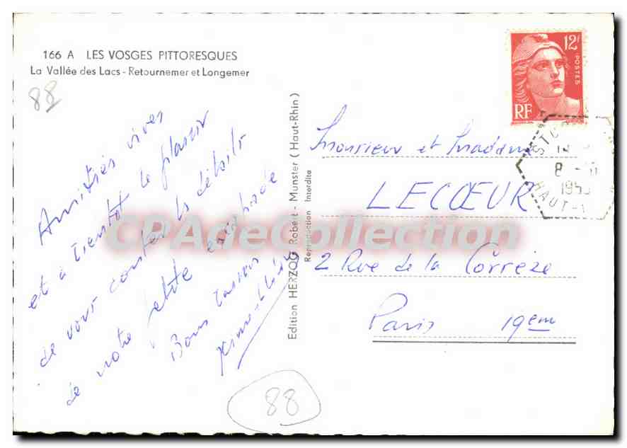 CPSM Les Vosges La Valle des Lacs Retournemert et Longemer  — Rückseite
