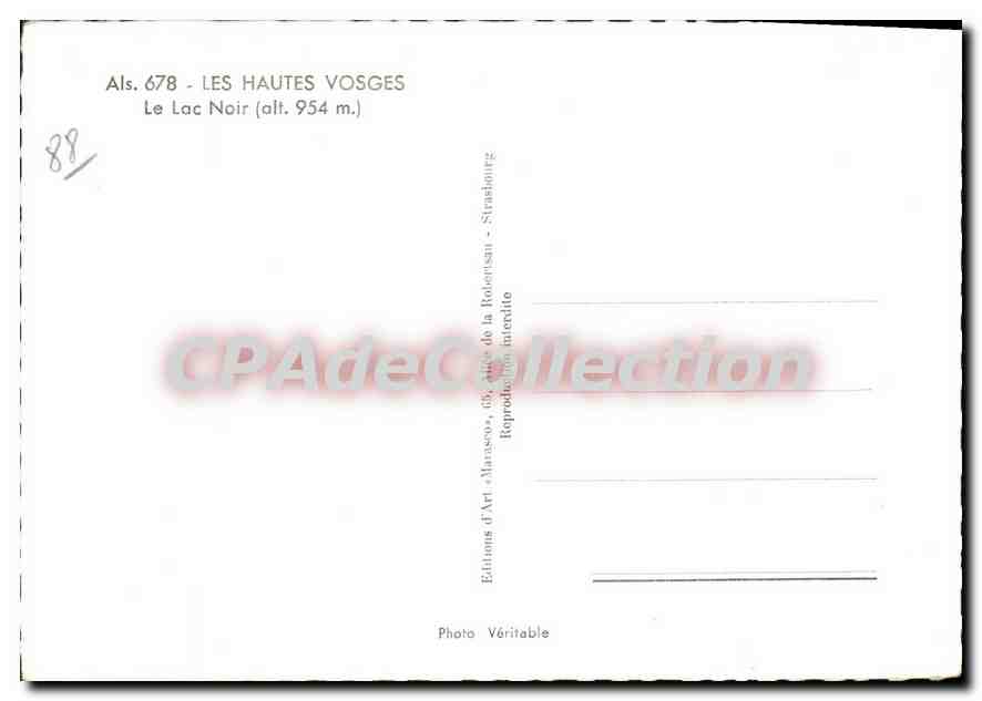 Le Lac Noir — Les Hautes Vosges — Éditions d'Art 'Marasco' — Reverso
