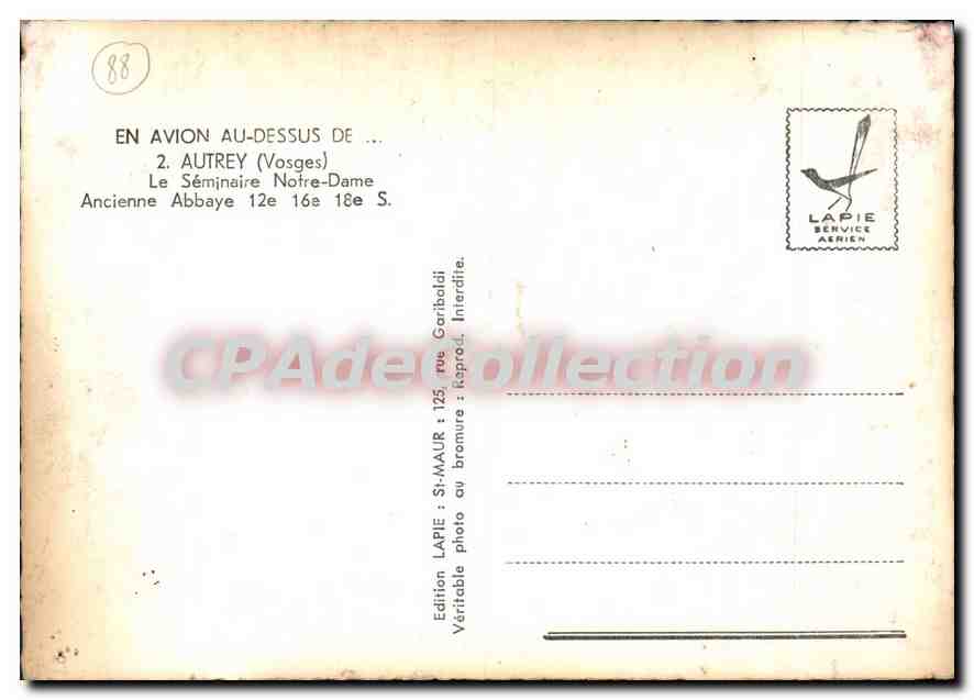 CPSM Autrey Vosges Le Seminaire Notre Dame Ancienne Abbaye  — Verso