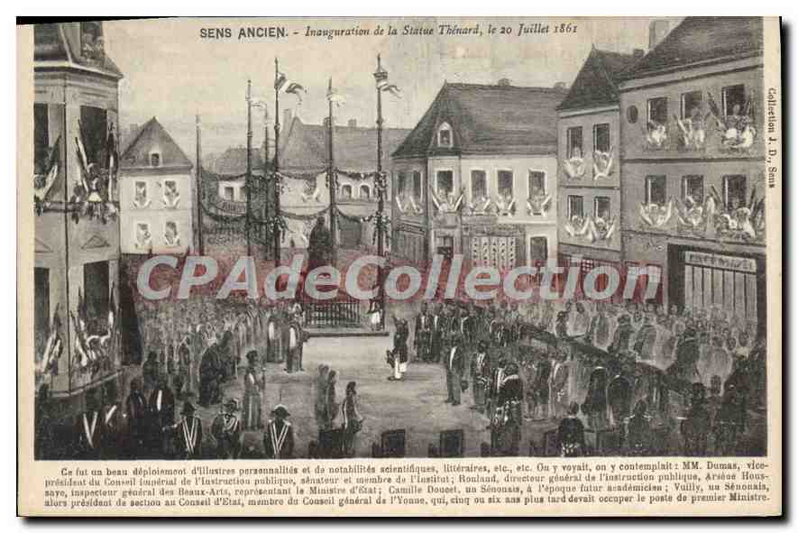CPA Sens Ancien Inauguration de la Statue Thenard le 20 Juillet 1861 