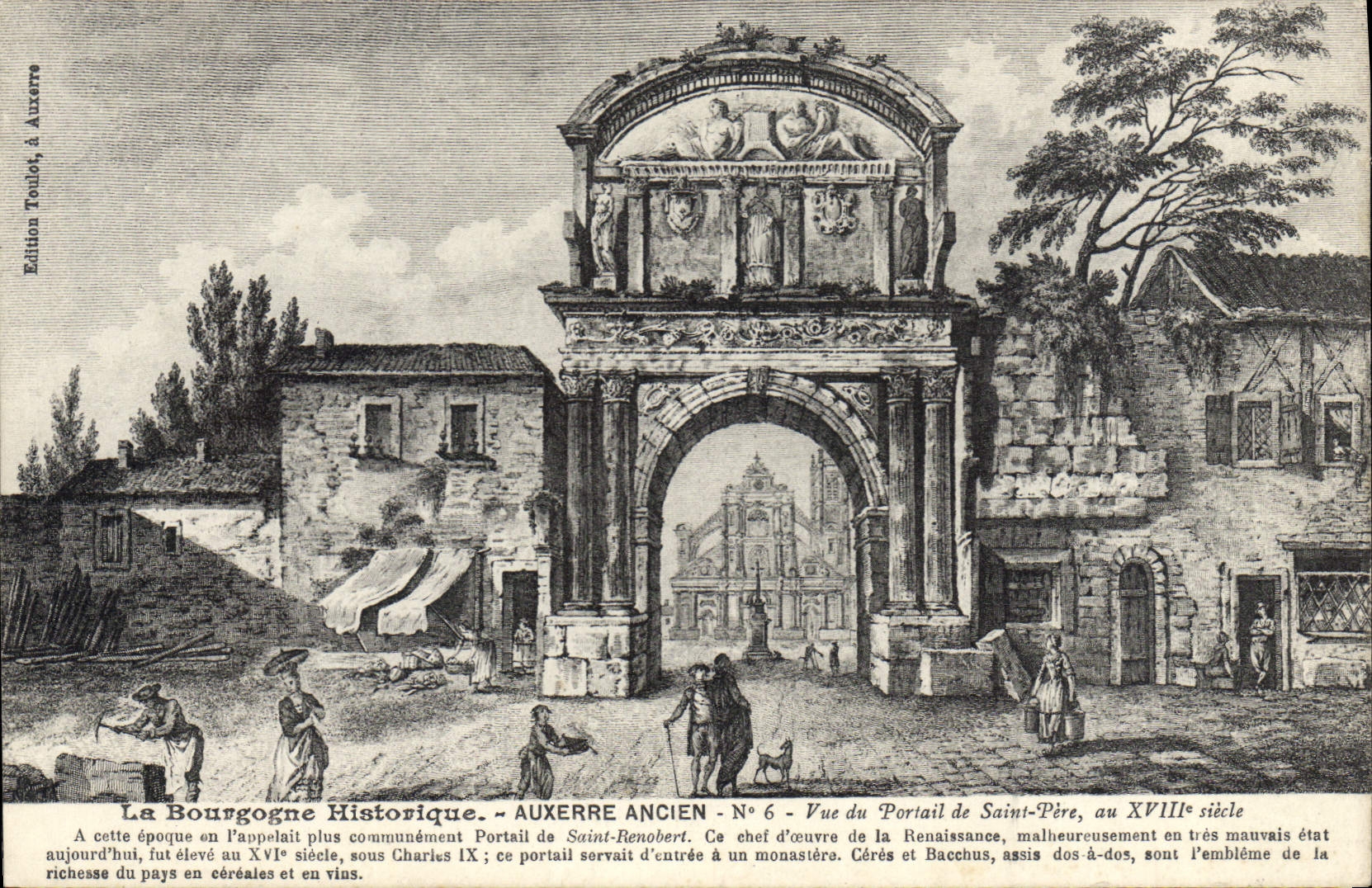 AUXERRE ANCIEN - Vue du Portail de Saint-Père, au XVIIIe siècle — Édition Toulon, n°6