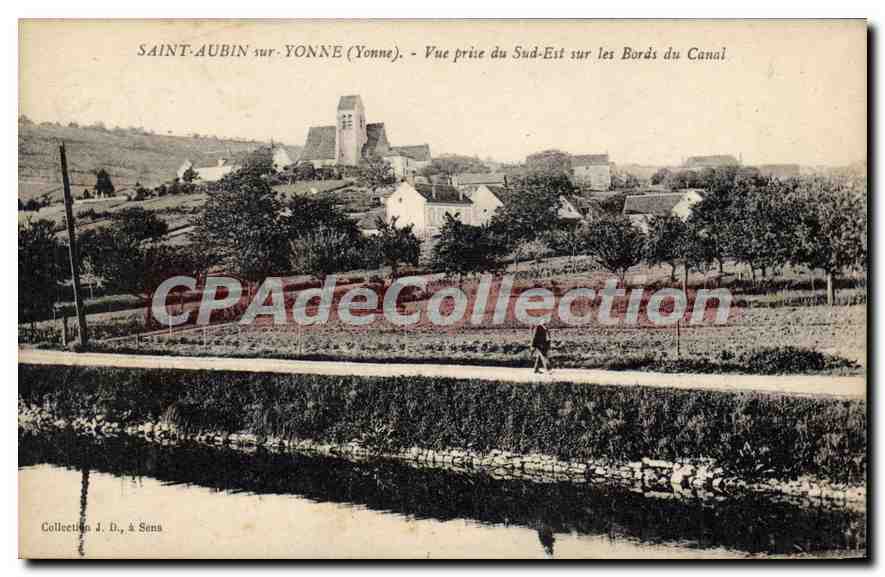 Saint-Aubin-sur-Yonne — Vue prise du Sud-Est sur les Bords du Canal — Collection J. B., à Sens