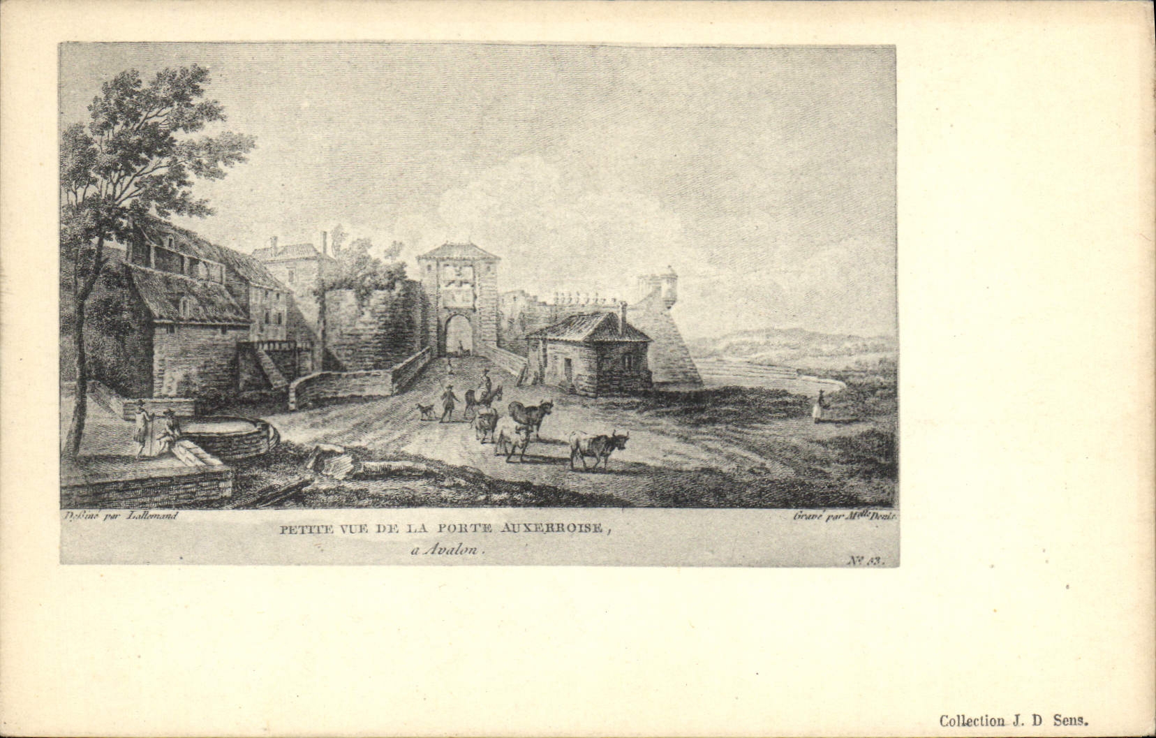 Petite vue de la Porte Auxerroise, à Avalon — gravée par M. Pons — Collection J. D. Sens