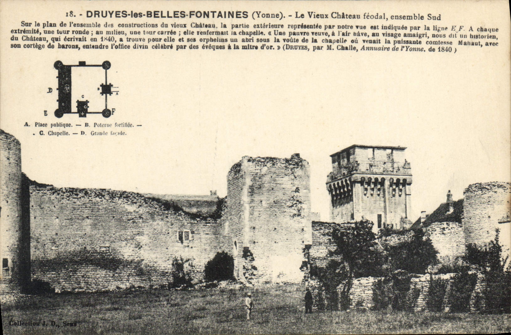 Druyes-les-Belles-Fontaines (Yonne) — Le Vieux Château féodal, ensemble Sud — Collection J. D. Sens