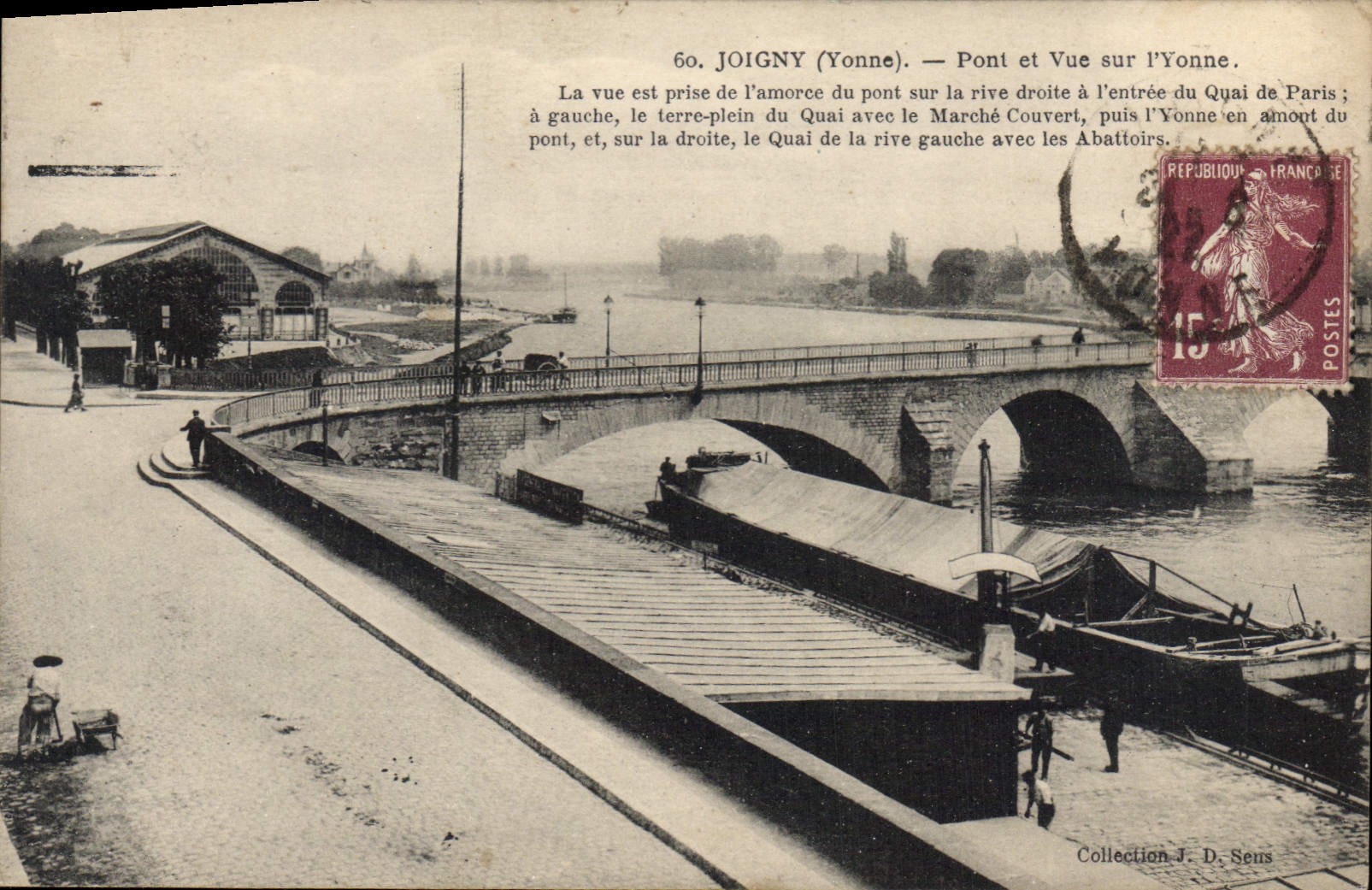 Joigny (Yonne) — Pont et Vue sur l'Yonne — Collection J. D. Seuss