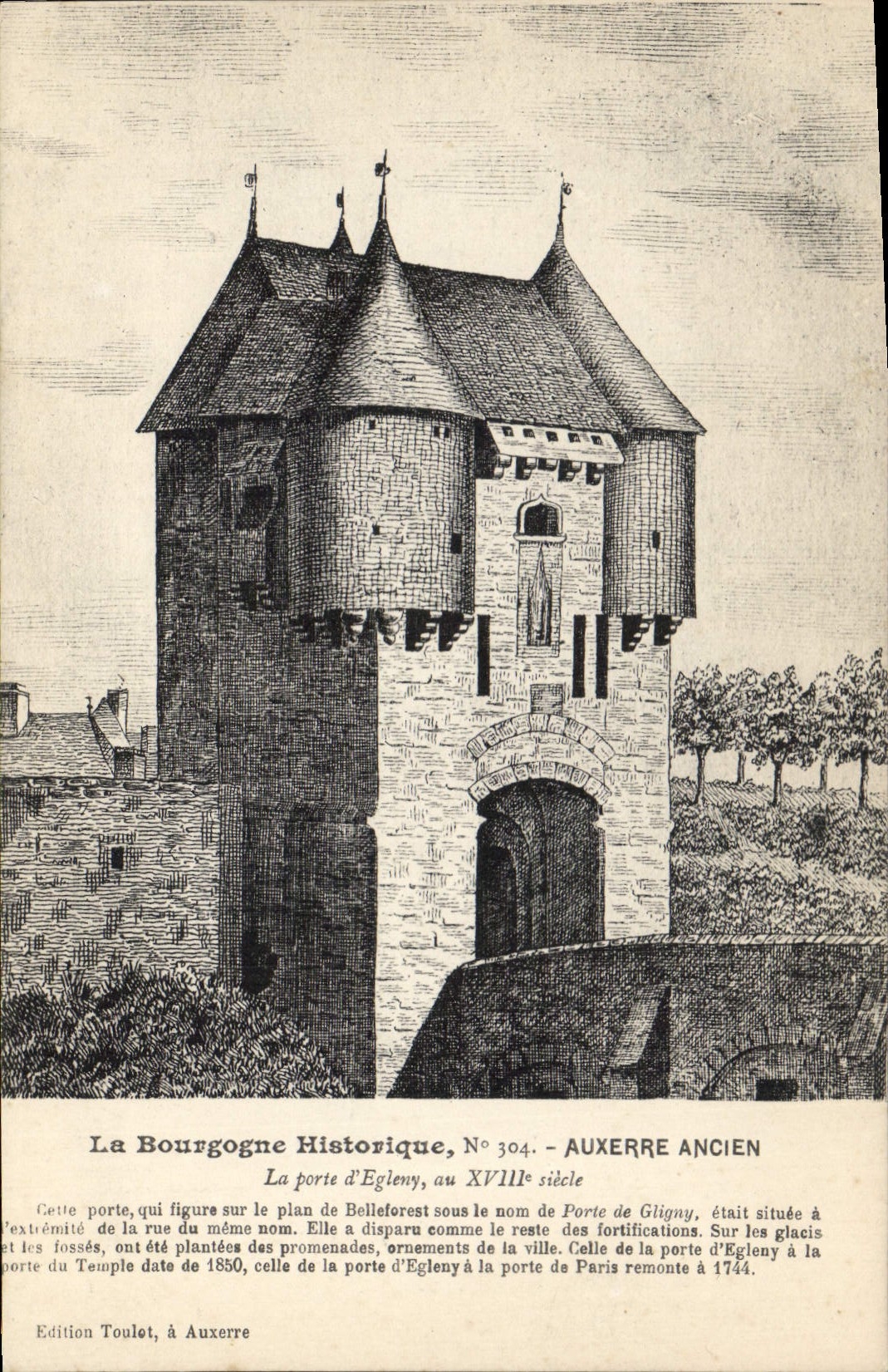 La porte d'Eglény, Auxerre ancien — éditeur Toullet, n° 304