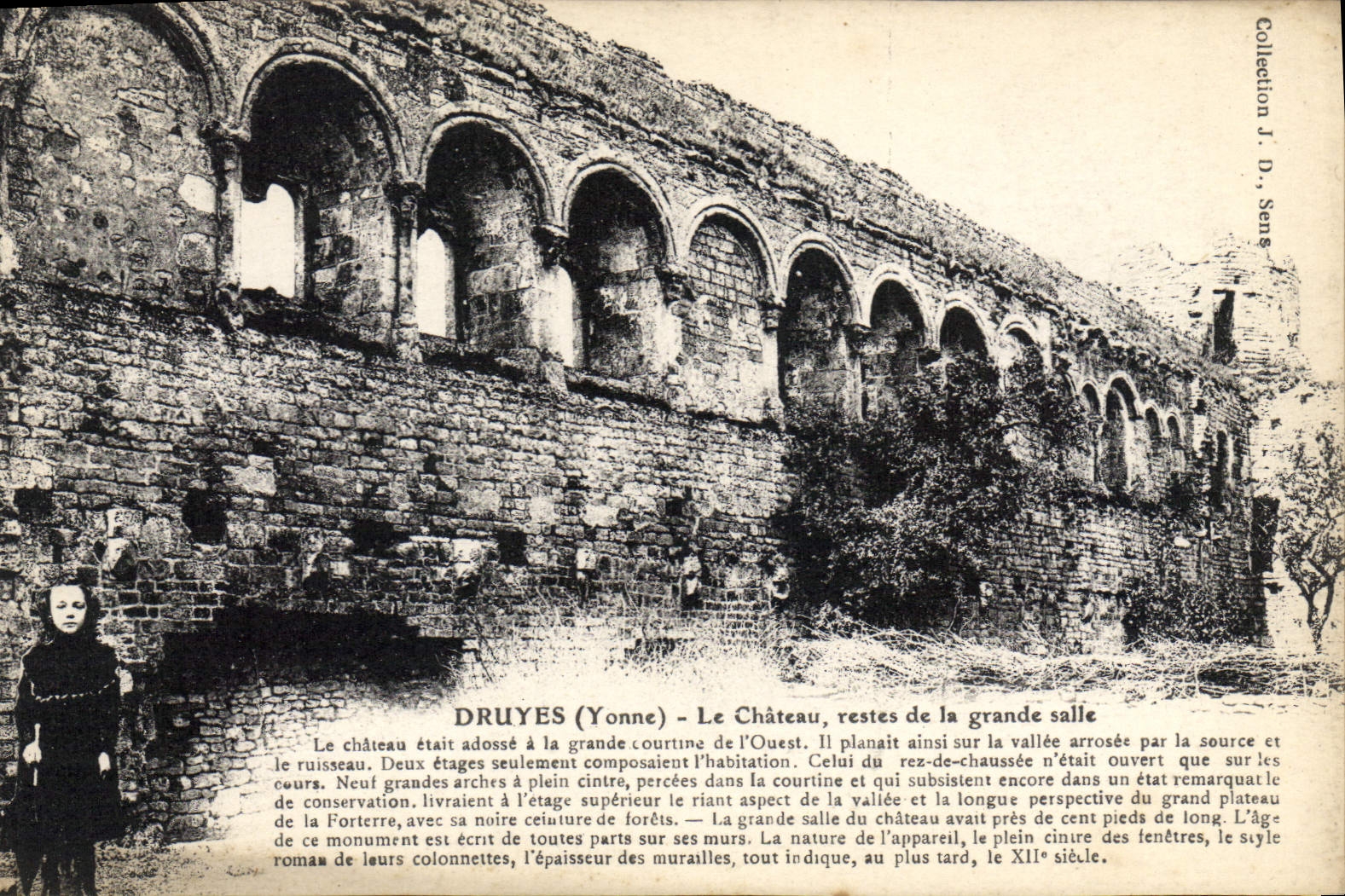 Druyes (Yonne) — Le Château, restes de la grande salle — Collection J. D., Sens
