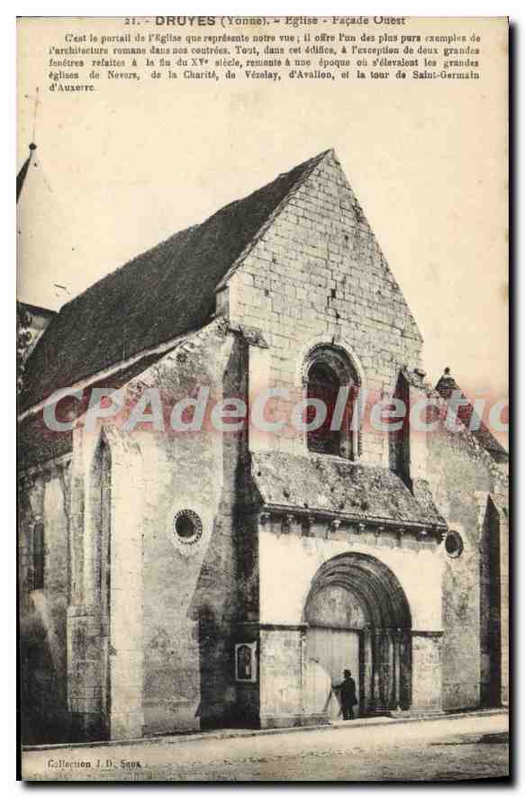 CPA Druyes Yonne Eglise Facade Ouest 