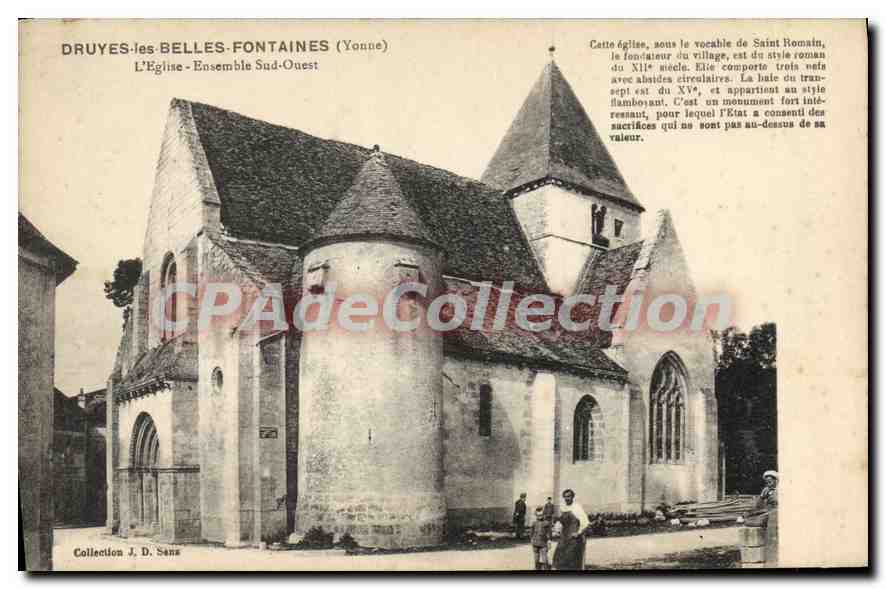 Druyes-les-Belles-Fontaines (Yonne) — L'Église — Ensemble Sud-Ouest — Collection J. D. Sans