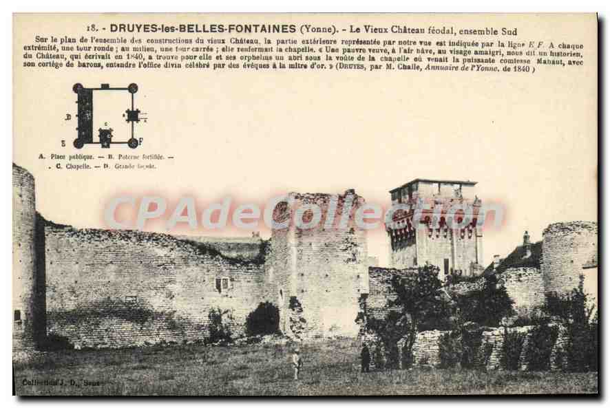 Druyes-les-Belles-Fontaines (Yonne) — Le Vieux Château féodal, ensemble Sud — Collection J. D. Sene