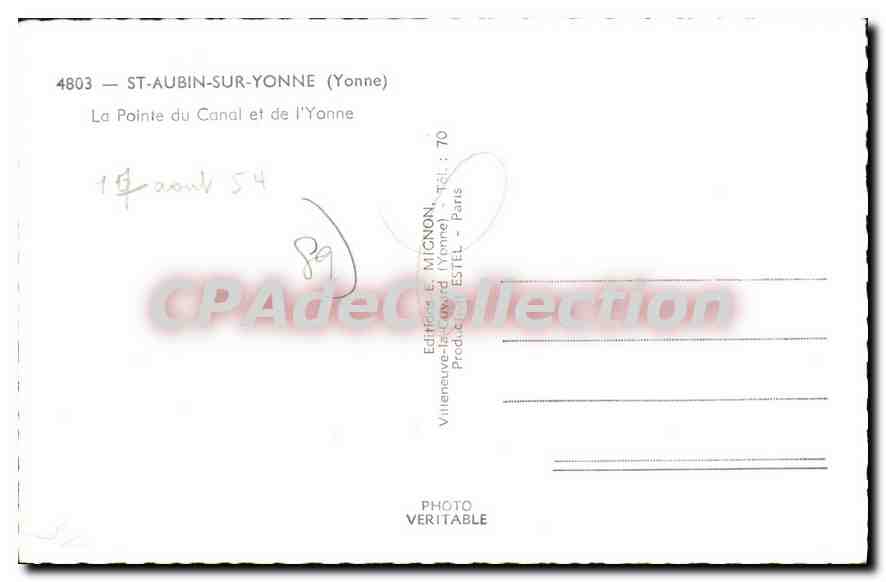 St-Aubin-sur-Yonne — La Pointe du Canal et de l'Yonne — E. Mignon — Reverso