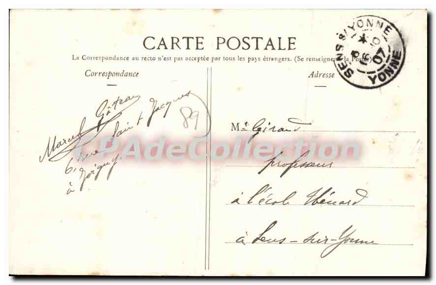CPA Joigny Le Petit Seminaire Cour d'hooneur  — Rückseite