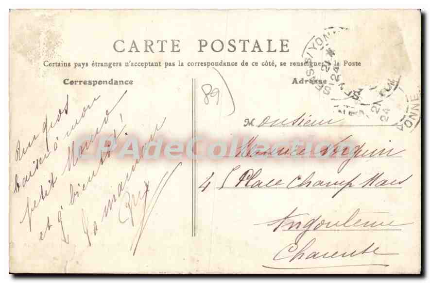 CPA Je quitte Sens et vous adresse mon meilleur Souvenir  — Rückseite