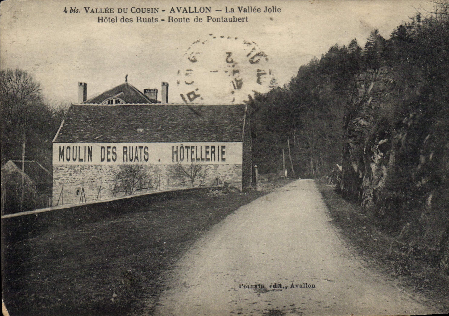 Vallée du Cousin - Avallon — La Vallée Jolie — Hôtel des Ruats — Route de Pontaubert — Moulin des Ruats Hôtellerie — éd. Pothain, Avallon