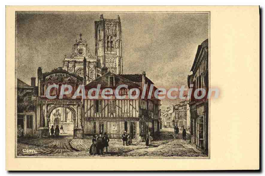 CPA La Bourgogne D'Autrefois Eglise et Portique St Pierre a Auxerre d'apres une litho du debut du XI