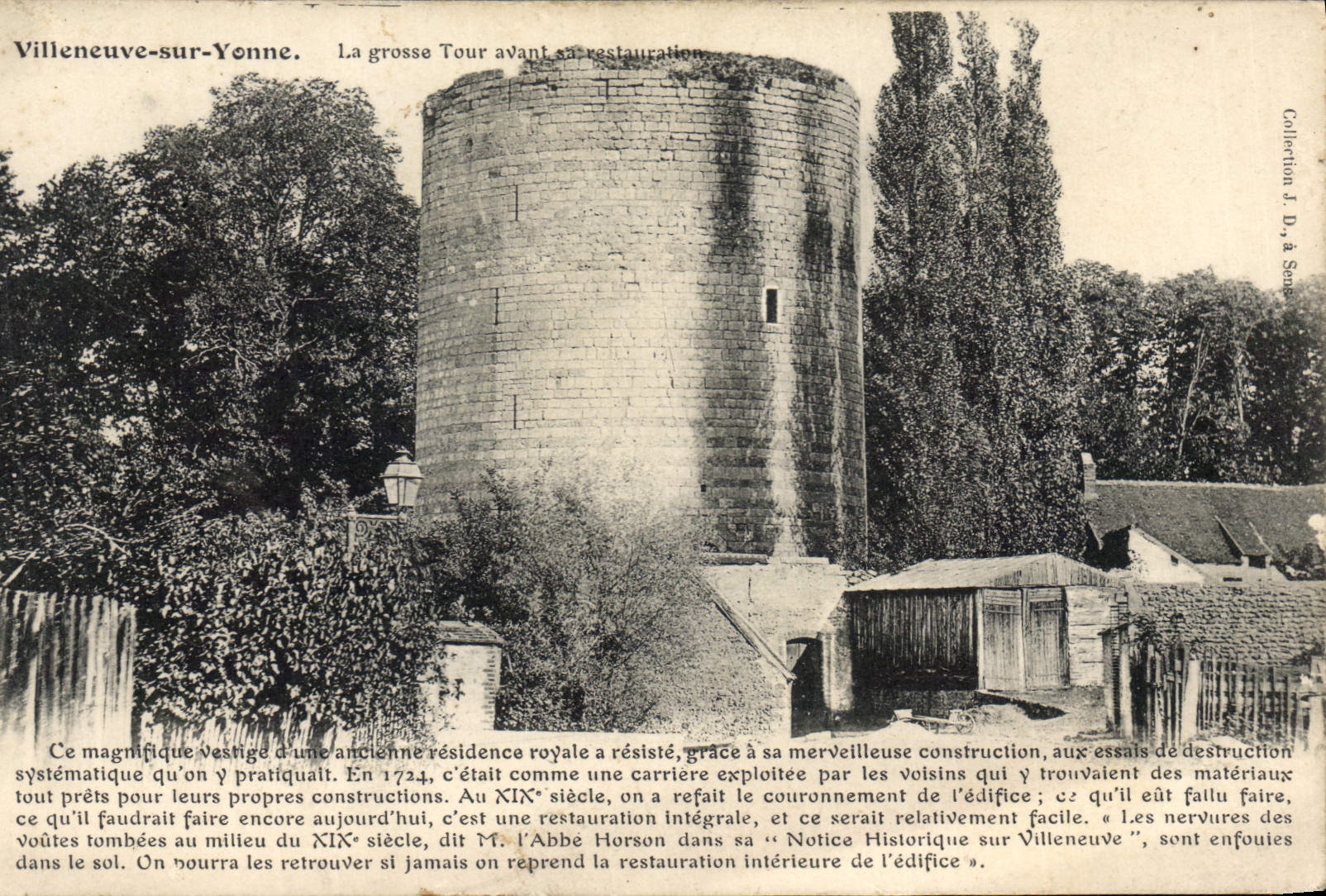 Villeneuve-sur-Yonne — De grote toren voor de restauratie — Collectie D. te Sens
