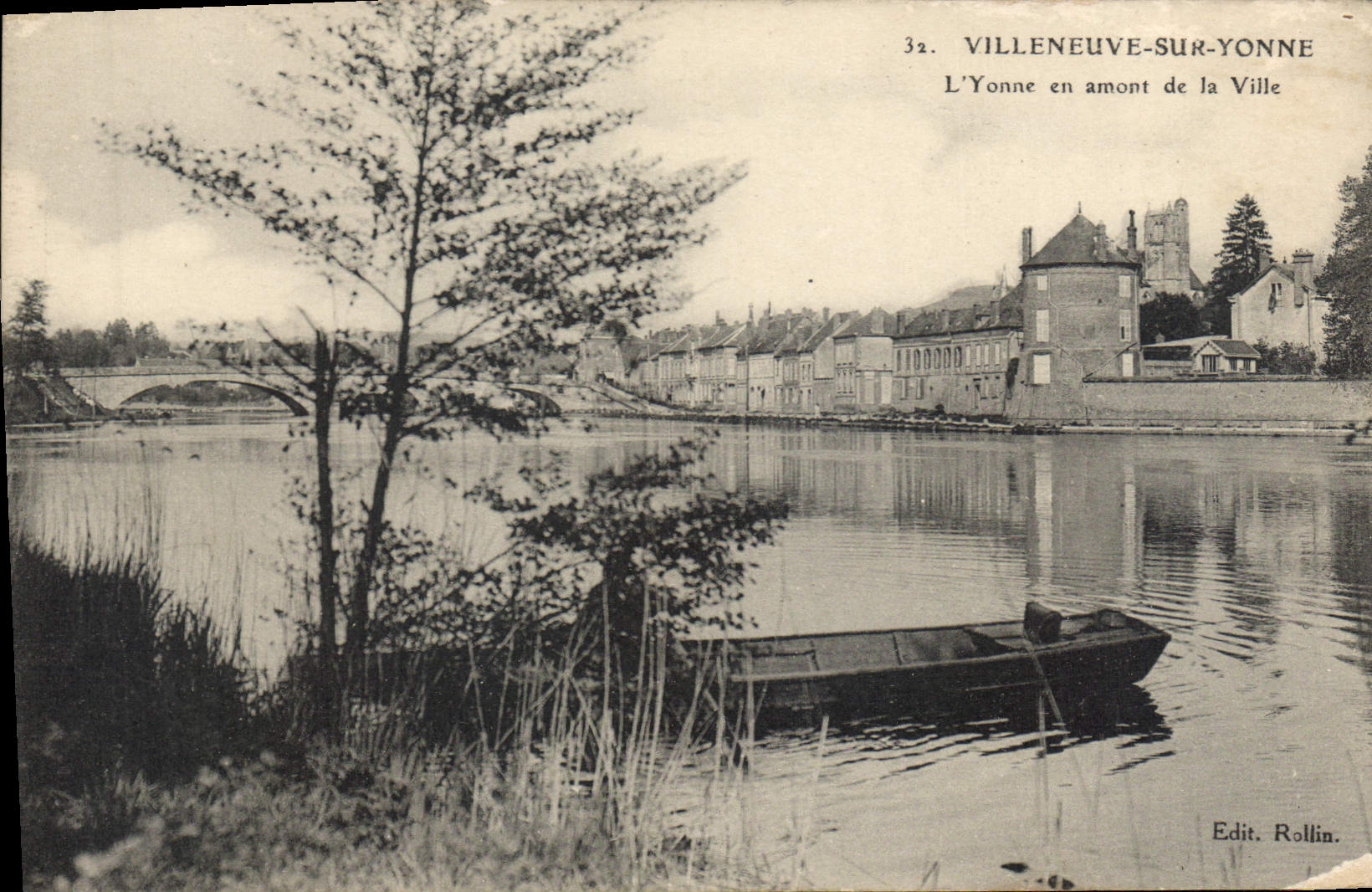 Villeneuve-sur-Yonne — L'Yonne en amont de la Ville — Edit. Rollin, n°32