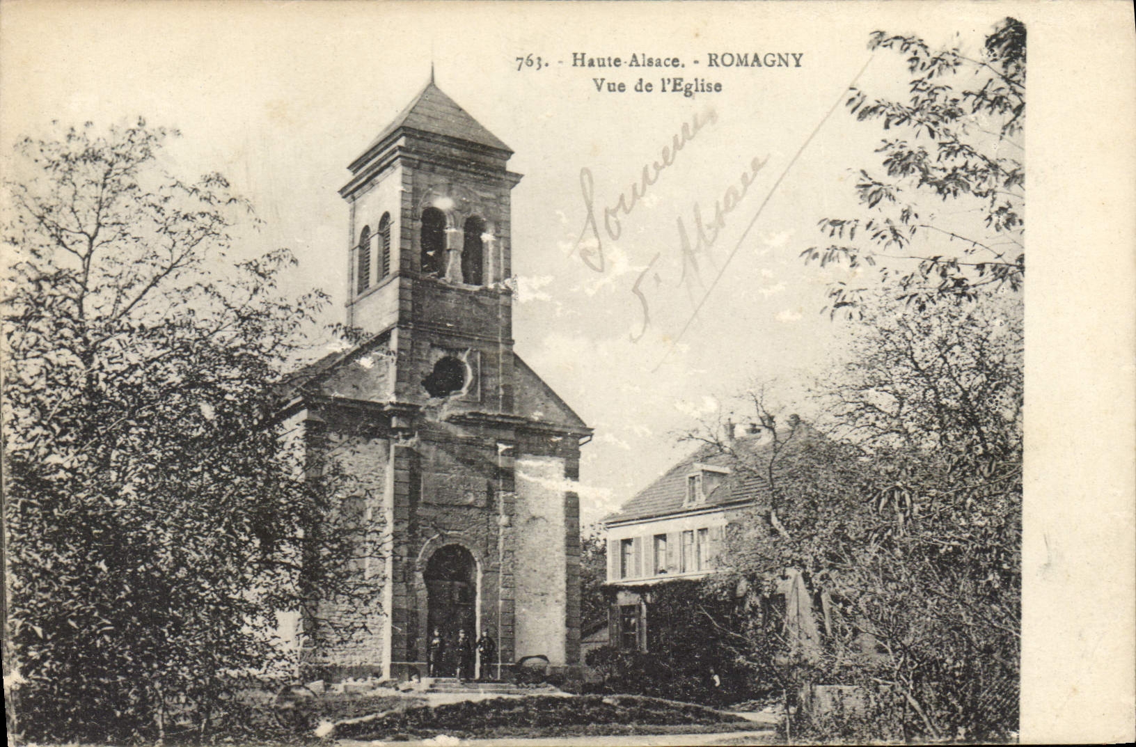 CPA Haute Alsace Romagny vue de l'Eglise 
