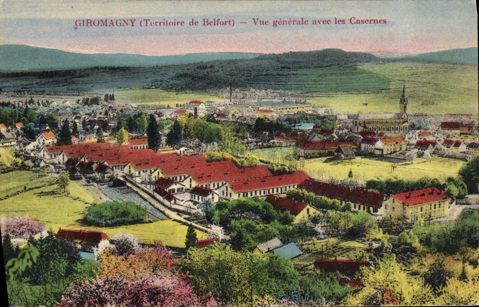 CPA Giromagny Territoire de Belfort vue generale avec les Casernes 