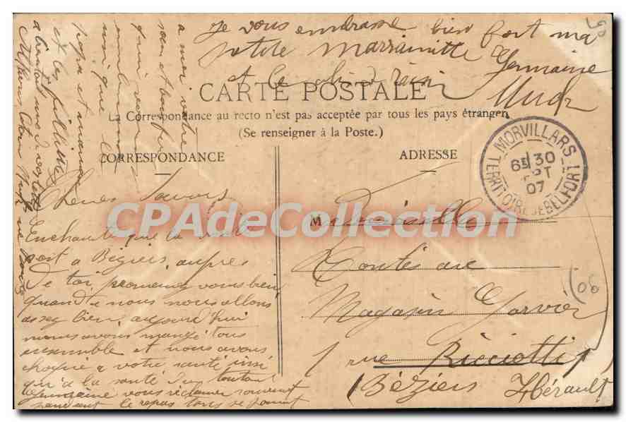 CPA Environs de Belfort L'Eglise de Morvillars  — Rückseite