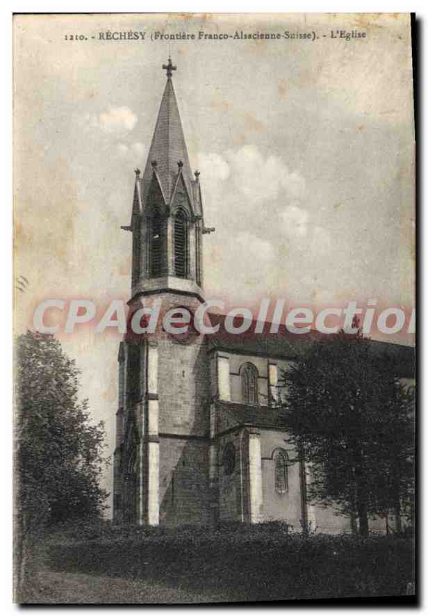 CPA Rechesy Frontiere Franco Alsacienne Saisse L'Eglise 