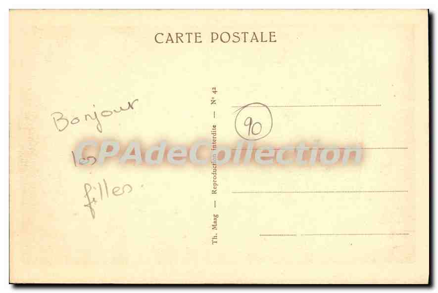 CPA Hall de L'Hotel du Grand Ballon  — Rückseite