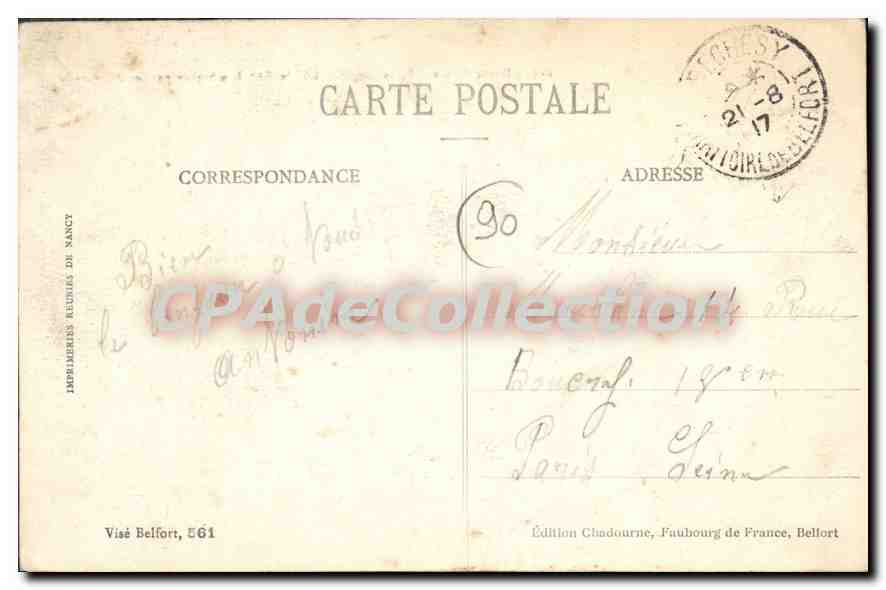 CPA Haute Alsace Eglise de Seppois le Bas Bombardee par les Allemands  — Rückseite
