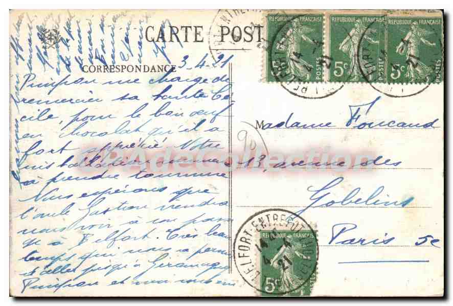 CPA Giromagny Haut Rhim vue sur Lepuix et Vallee du Ballon d'Alsace  — Rückseite