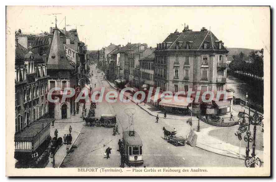 CPA Belfort Territoire Place Corbis et Faubourg des Ancetres 