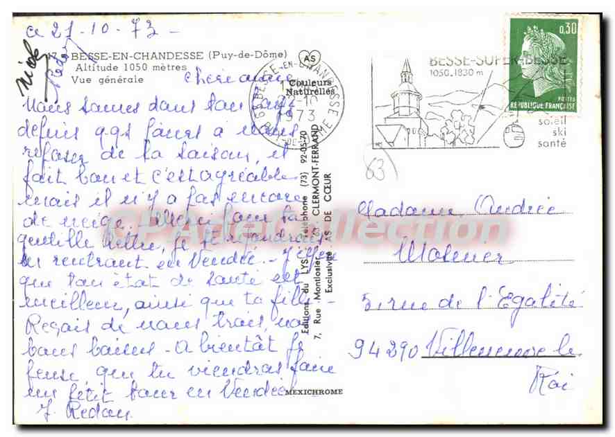 CPSM Besse en Chandesse Puy de Dome vue generale  — Verso