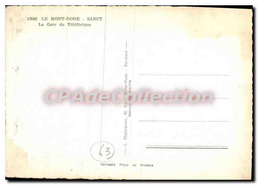 CPSM Le Mont Dore Sancy La Gare du Teleferique  — Verso