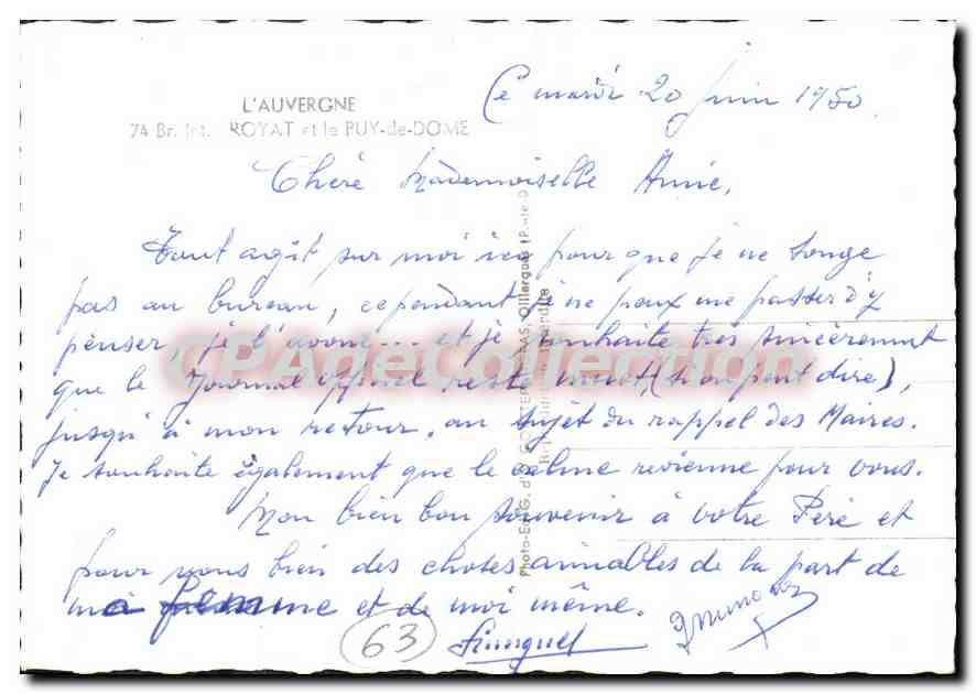 CPSM L'Auvergne Royat et le Puy de Dome  — Rückseite