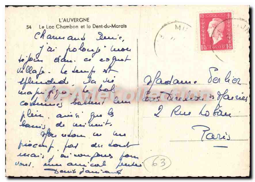 Le Lac Chambon et la Dent-du-Mardis — L'Auvergne — Gd'O — Verso