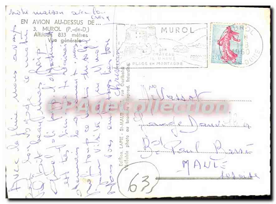 Luftbild von Murol — Puy-de-Dôme — Lapie-Ausgabe, n°63 — Rückseite