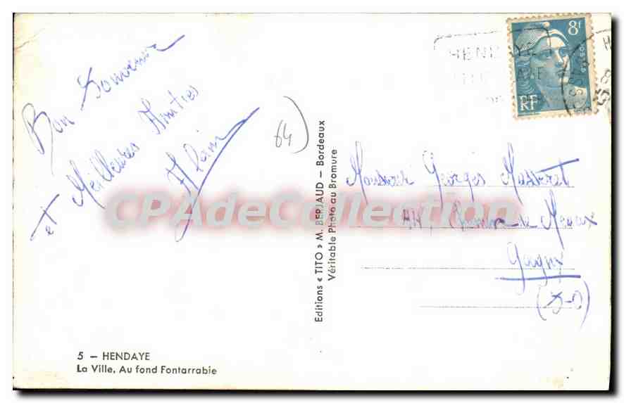 La Ville, Au fond Fontarrabie — Hendaye — Éditions TITO — Verso