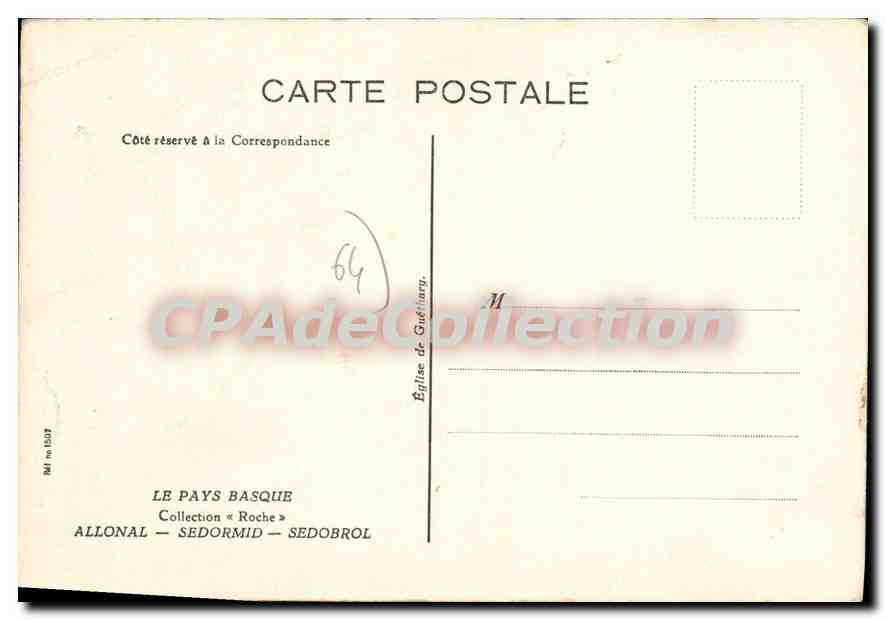 CPA Le Pays Basque Collection Roche Allonal Sedormid Sedobrol  — Rückseite