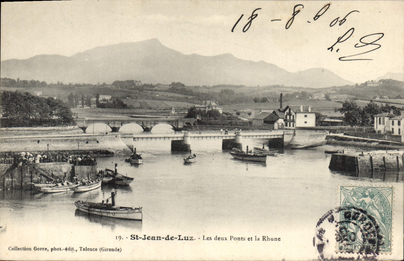 St-Jean-de-Luz — Los dos Puentes y la Rhune — Colección Gorce, fot.-edit., Talence (Gironde)