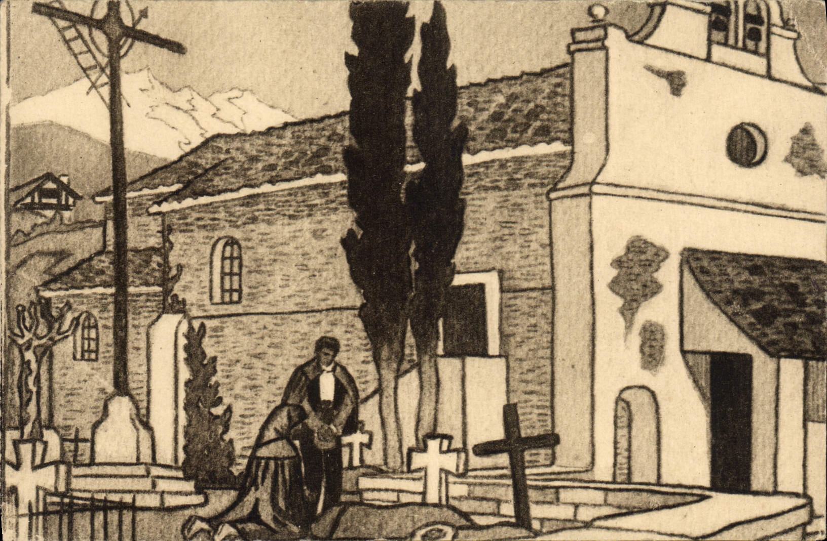 Pays Basque — Au Cimetière — Héliogravure Marcel Delboy, n°249