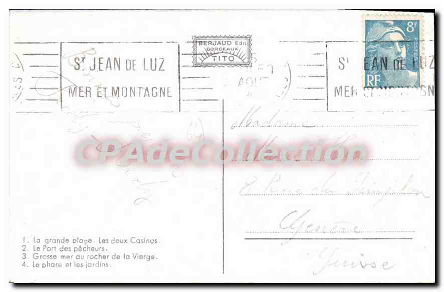 CPA Souvenir de Biarritz  — Verso