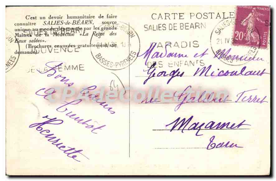 CPA Salies de Bearn Etablissement Thermal  — Rückseite