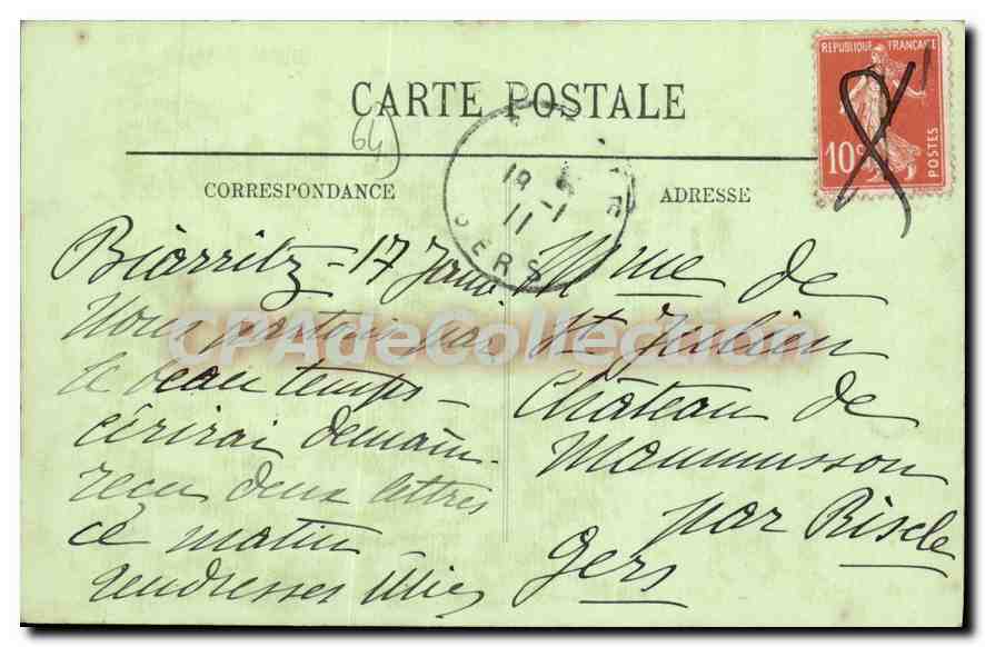 CPA Biarritz Rocher de Gamaritz — Verso